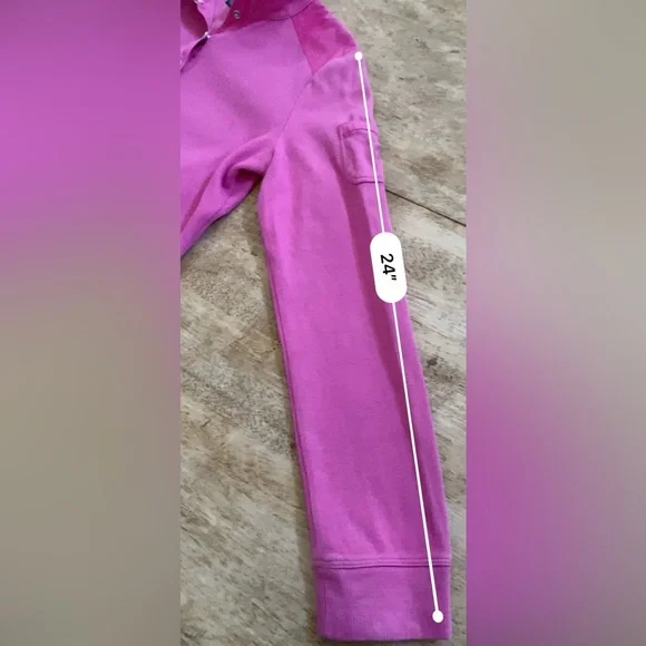 Lauren Ralph Lauren Women’s Medium Hot Pink Snap Front Ribbed Cotton Pullover - Picture 14 of 16